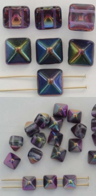 Pyramid Square Purple 6 12 mm Crystal Magic Purple 00030-95500 Czech Glass Beads